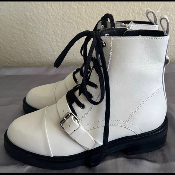 All Saints Donita White Leather Combat Boots NEW 9 - Picture 10 of 11